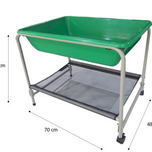 ชุดถาดกิจกรรมน้ำและทรายสีเขียวพร้อมขาตั้งมีล้อเลื่อน (Green Desktop Water tary with Stand) - Image 9