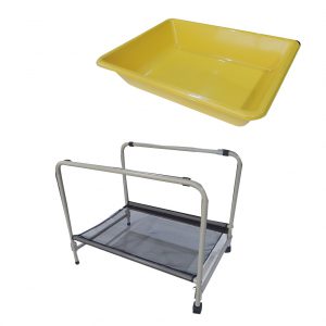 ชุดถาดกิจกรรมน้ำและทรายสีเหลืองพร้อมขาตั้งมีล้อเลื่อน (Yellow Desktop water Tray with Stand) - Image 4