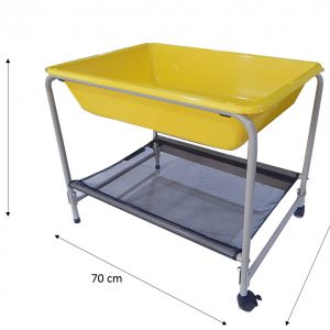 ชุดถาดกิจกรรมน้ำและทรายสีเหลืองพร้อมขาตั้งมีล้อเลื่อน (Yellow Desktop water Tray with Stand) - Image 9